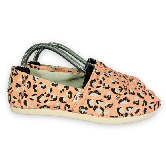 Toms Alpargata Slip-on Loafers Salmon Pebbled Leopard Print Women's 5 - Picture 4 of 11